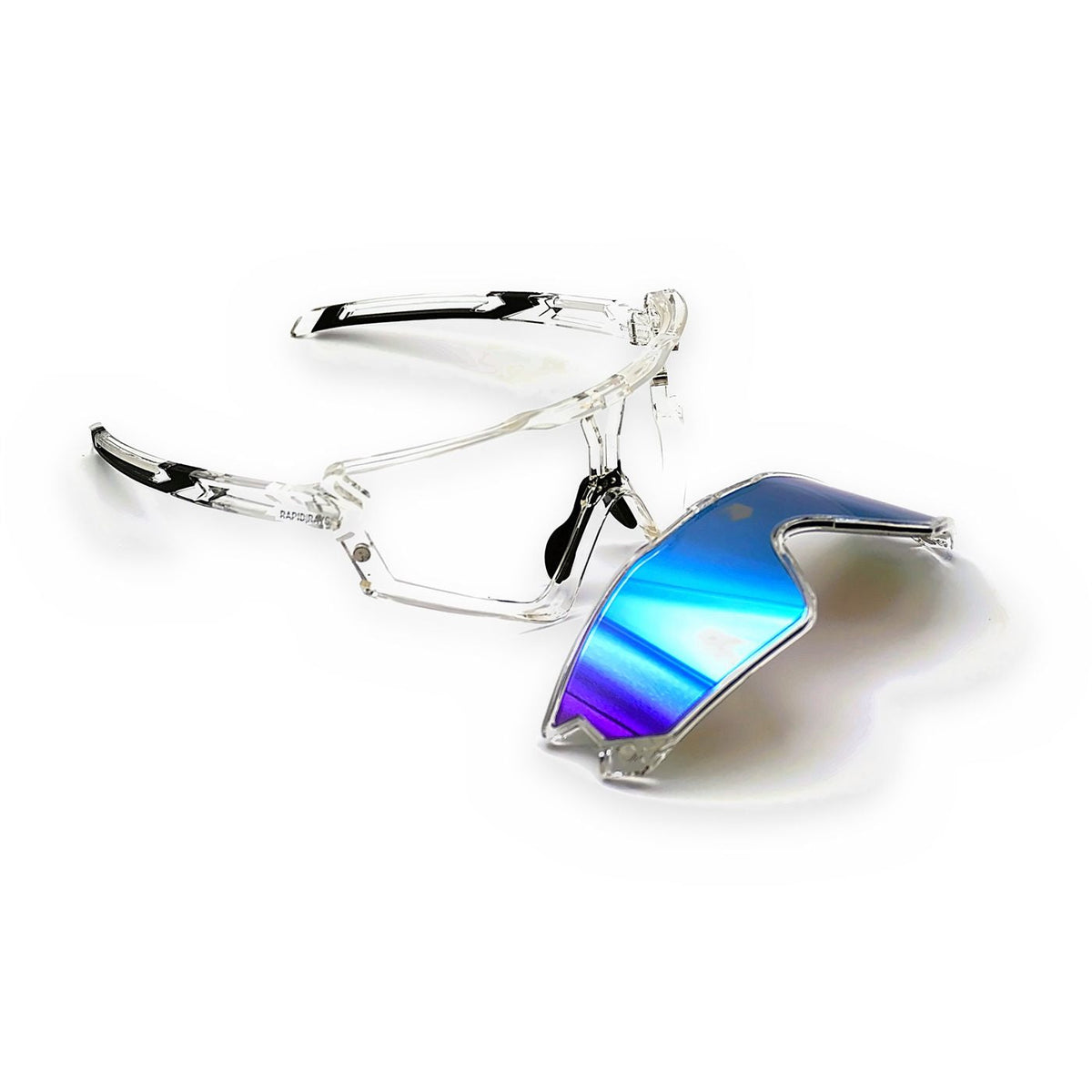 Wechselglas Ice Blue neben dem Rahmen der Photon one.