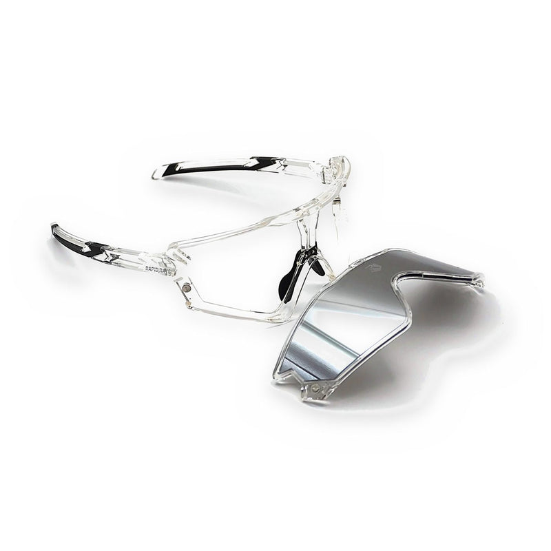 Wechselglas Silver Full Mirror neben dem Rahmen der Photon one.